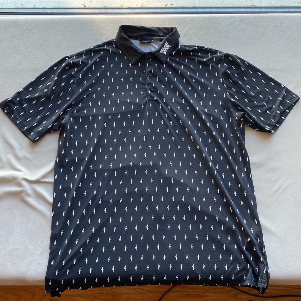 PXG Black Cactus Print Extreme Golf Parsons Comfort Fit Athleisure Polo